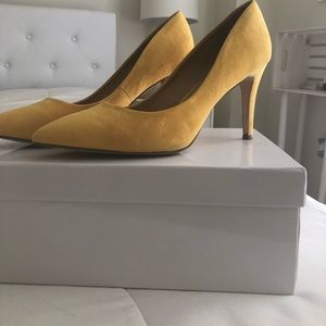 ASOS suede high heels in ochre